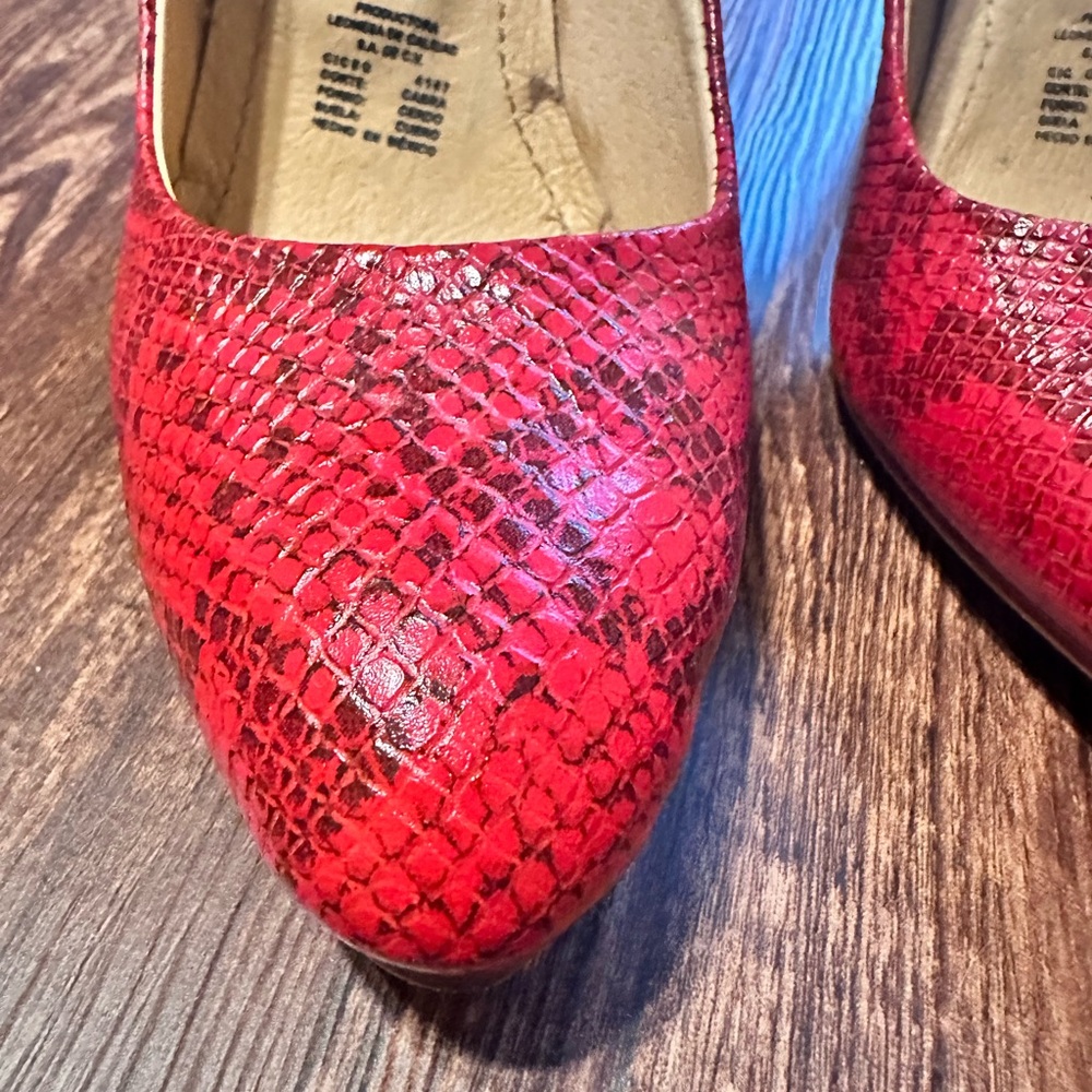Red Snakeskin Pattern Women's Shoes